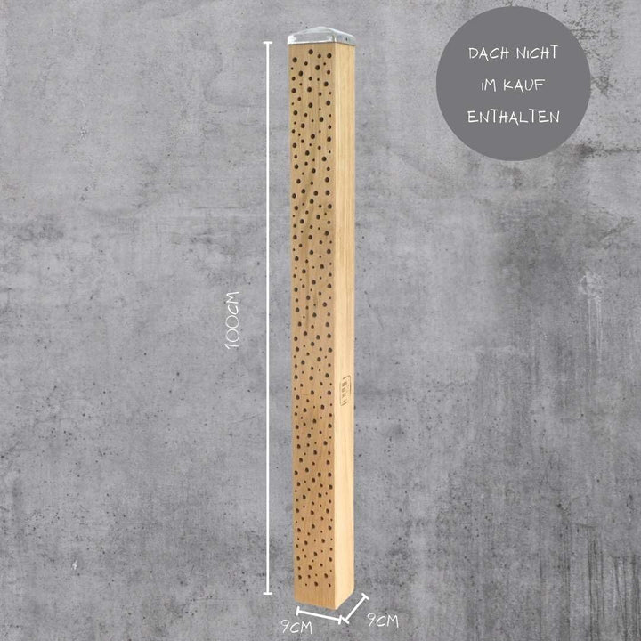 Bienenhotel Stamm Insektenhotel Wildbienen Eiche Massivholz Hartholz Wildbienenhotel Nisthilfe Biene