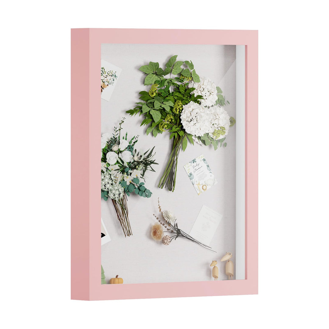 Muzilife 3D Bilderrahmen zum Befüllen mit Echter Glasscheibe, 24x30x2,5cm Tiefer MDF Rahmen, Objektr