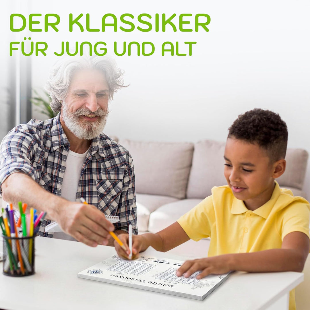PICTALOO Schiffe Versenken Spielblock Set, Flottenmanöver mit 50 Blatt pro Block DIN A5, Reisespiel