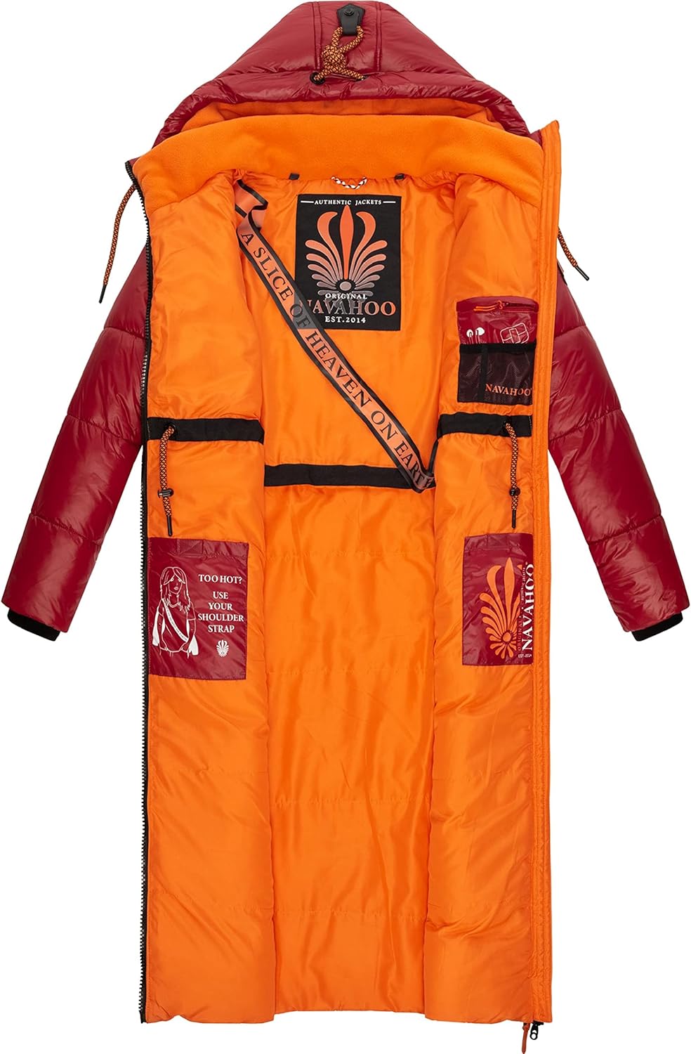 Navahoo Damen Warmer Winter Steppmantel mit Kapuze Schmuseengel XS-XXL S Dark Red, S Dark Red