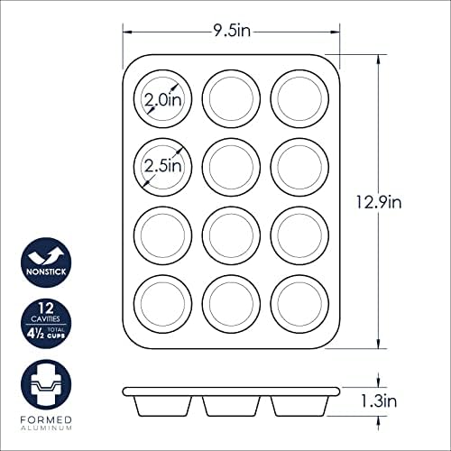 Nordic Ware Naturals Muffinform aus Aluminium, antihaftbeschichtet, zwölf 7,9 cm grosse Tassen 12 Mu