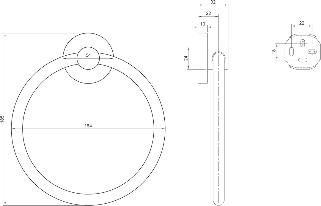 Villeroy & Boch Elements Tender Handtuchhalter, Handtuchring aus Zink für Wandmontage im Bad, Gästeh