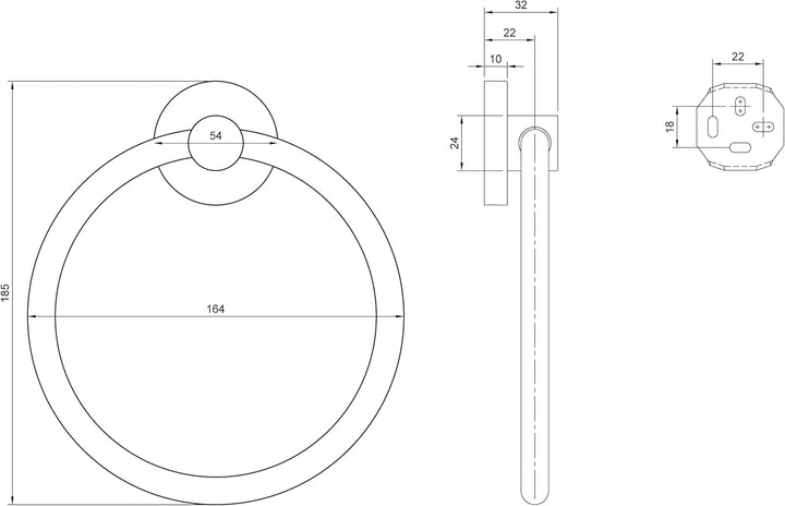 Villeroy & Boch Elements Tender Handtuchhalter, Handtuchring aus Zink für Wandmontage im Bad, Gästeh