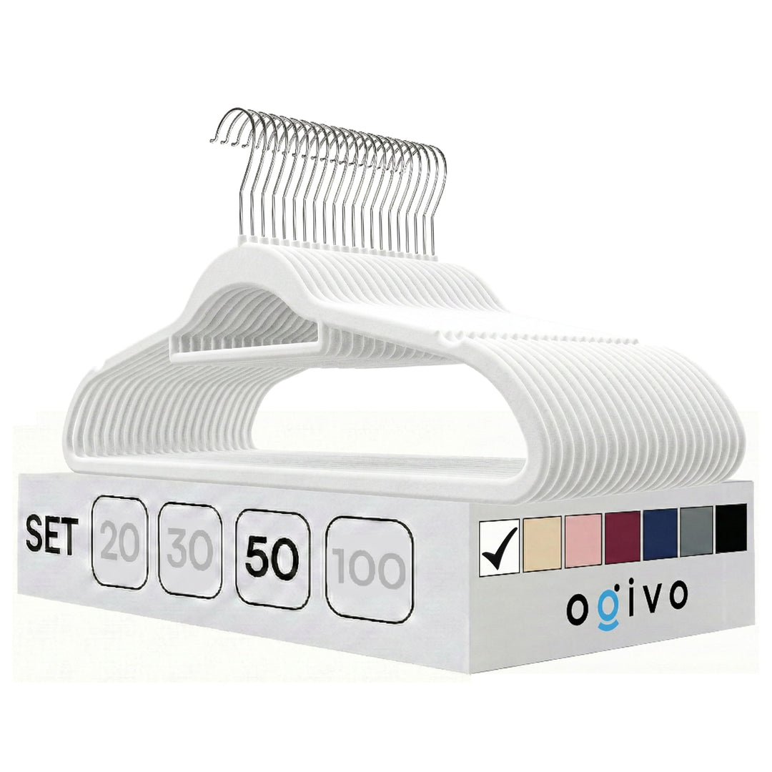 OGIVO Kleiderbügel Samt – 50er Set Hosenbügel rutschfest Bügel aus Samt für Ihre Garderobe – Samtkle