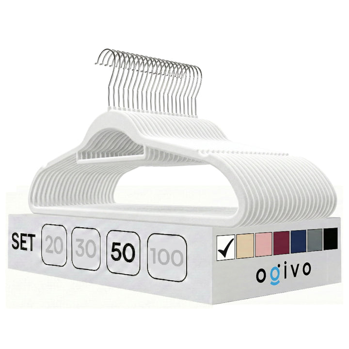 OGIVO Kleiderbügel Samt – 50er Set Hosenbügel rutschfest Bügel aus Samt für Ihre Garderobe – Samtkle