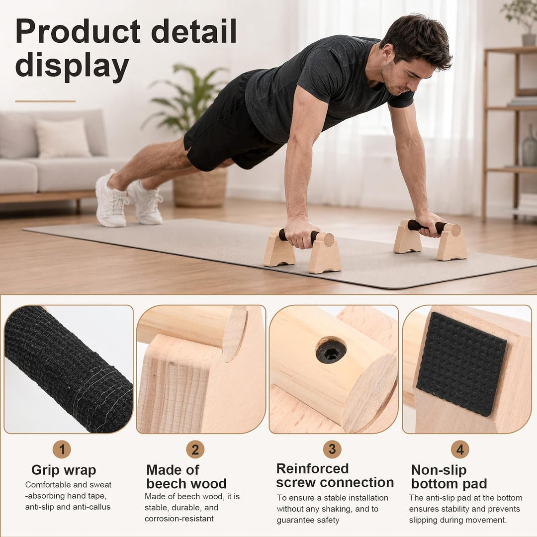 2er Set Liegestützgriffe aus Holz,25cm Handstand Griffe,Calisthenics Griffe,Holz Parallettes,Push Up
