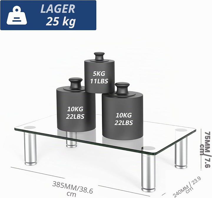 FITUEYES Transparenter Monitorständer, 38,5 cm Höhenverstellbarer Computermonitorständer für Laptop,