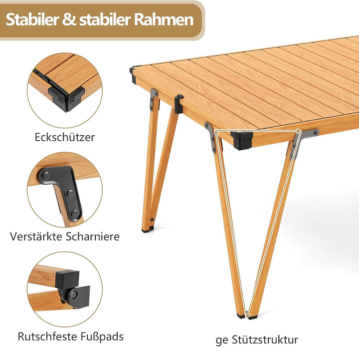 GOPLUS Campingtisch klappbar, 93 x 69 x 47,5 cm Klapptisch Outdoor aus Aluminium bis 80kg belastbar,