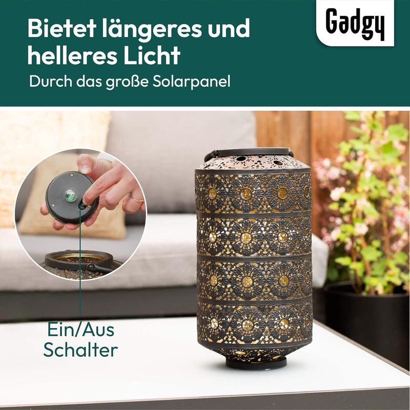 Gadgy Solarlaterne für aussen Garten XL - Wasserdichte Orientalische Laterne - Solarlampe für aussen