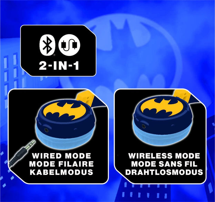 Lexibook - Batman - 2 in 1 Bluetooth Foldable Headphones (HPBT010BAT), Batman
