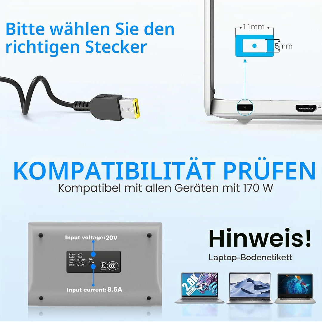 20 V 8,5 A 170 W Adl170nlc3a 4 x 20e50578 45n0113 36200296 Ersatz für Notebook Ladegerät für Lenovo