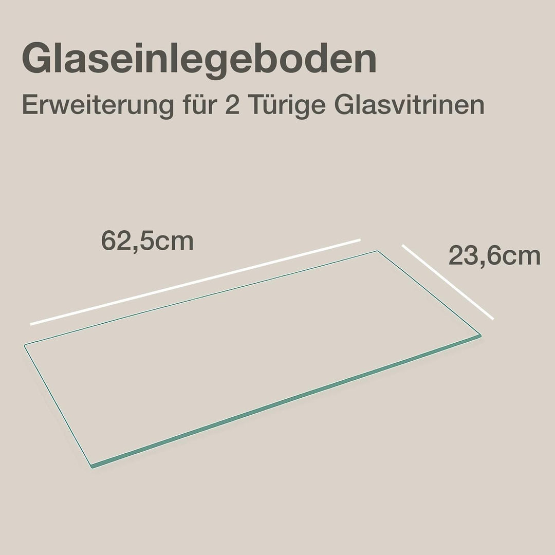 K-Möbel Glaseinlegeboden 4er-Set Glasboden für 2 TRG. Standvitrine für C1084 / C1019 Zubehör Glasböd