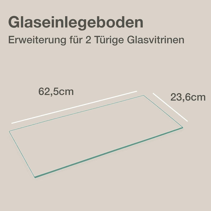 K-Möbel Glaseinlegeboden 4er-Set Glasboden für 2 TRG. Standvitrine für C1084 / C1019 Zubehör Glasböd