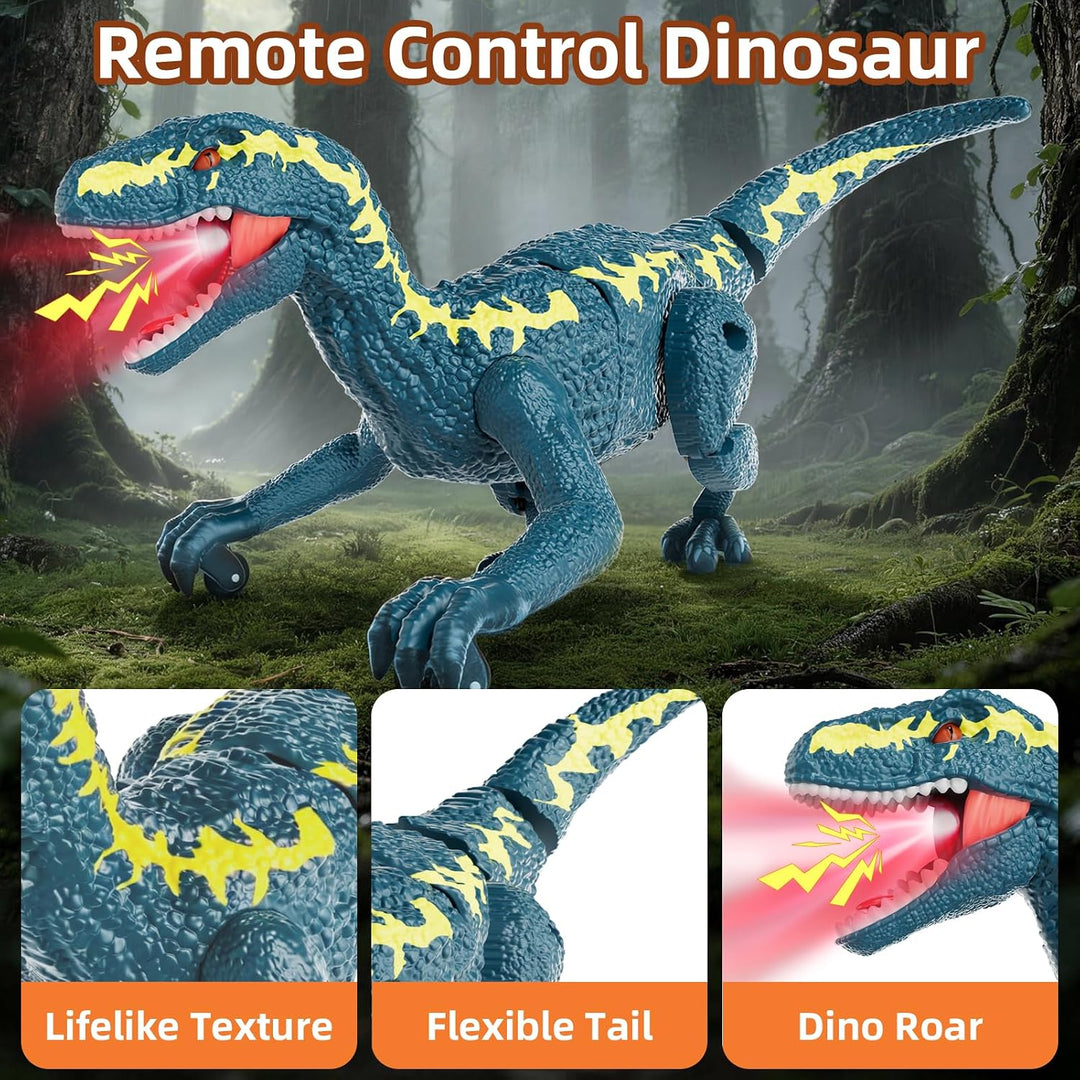 Ferngesteuertes Dinosaurier Spielzeug für Kinder 3–12 Jahre, RC Roboter-Dino mit Laufbewegung, Brüll