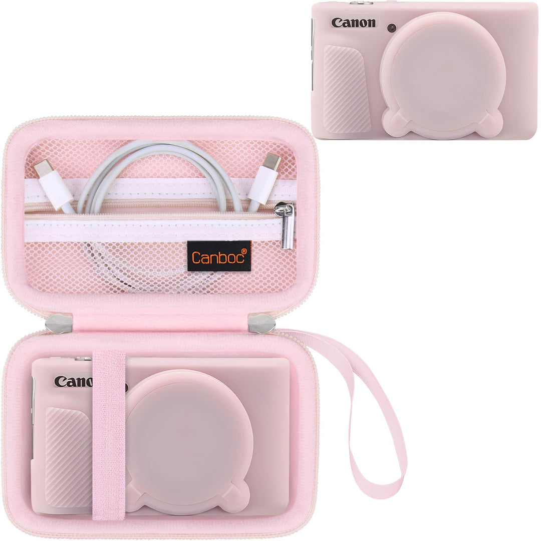 Canboc Case für Canon PowerShot SX740 SX730 HS Digitalkamera, Harte Tragetasche + weiche Silikon Sch