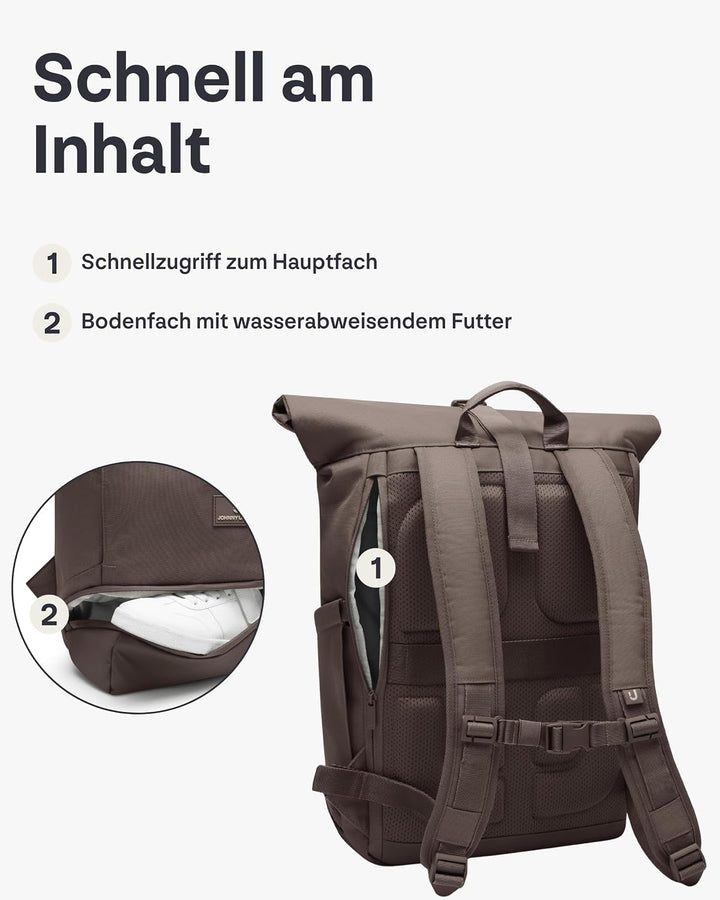 Johnny Urban Rucksack Herren & Damen Braun - Allen Large - Rolltop Backpack Gross für Fahrrad, Arbei