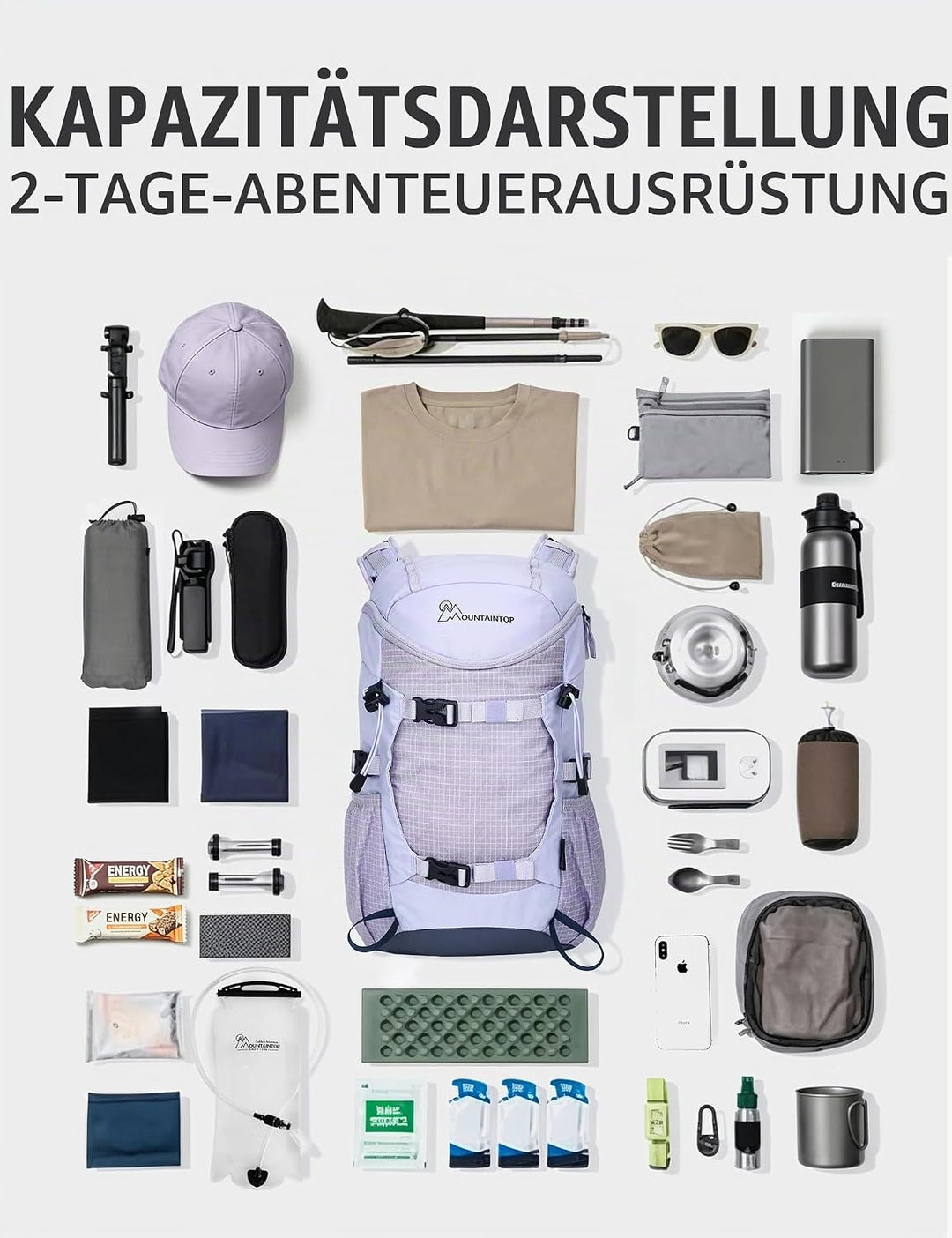 Mountaintop 20L Wanderrucksack Herren Damen Trekkingrucksack Reiserucksack Outdoor Rucksack Trekking