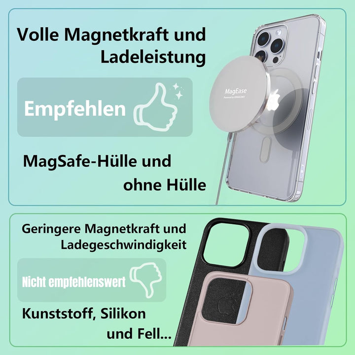 EXW für Mag-Safe Ladegerät, kabelloses Ladegerät, 15W Induktive Ladestation für iPhone 17/16/15/14/1