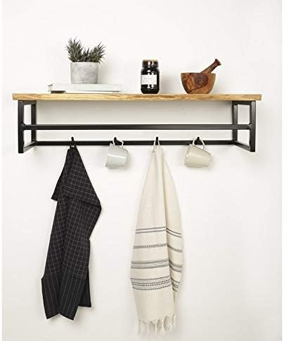 BestLoft.de Garderobe Garry aus Eiche und Stahl (92cm) 92 cm, 92 cm