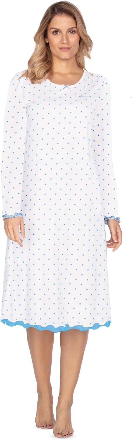 e.FEMME Damen Nachthemd Marion 333, Langarm, aus 50% Baumwolle und 50% Modal Ecru 36, Ecru 36
