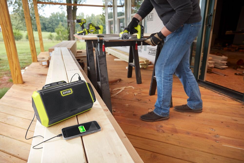 RYOBI 18 V ONE+ Akku-Bluetooth Box Pro RBT18-0 (1 x 20W Ausgangsleistung, Lautsprecherdurchmesser 76