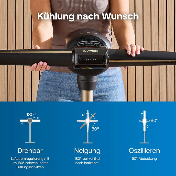 DIMPLEX FlexBlade Flügelloser Ventilator, Tischventilator Oszillierend, 90° Schwenkbar, 20m Reichwei