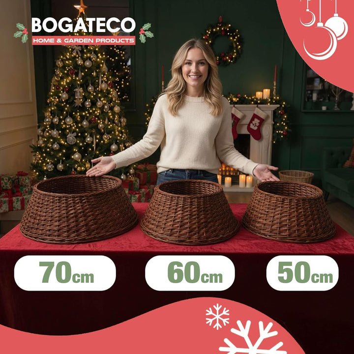 BOGATECO Weidenkorb für den Weihnachtsbaum 60cm Durchmesser | Weihnachtsbaum Rock aus Weide | Weihna