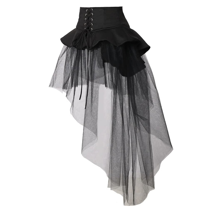 BPURB Steampunk Viktorianisch Rüschen Tutu Tüll Rock für Damen Taillengürtel Korsett Kostüm Petticoa