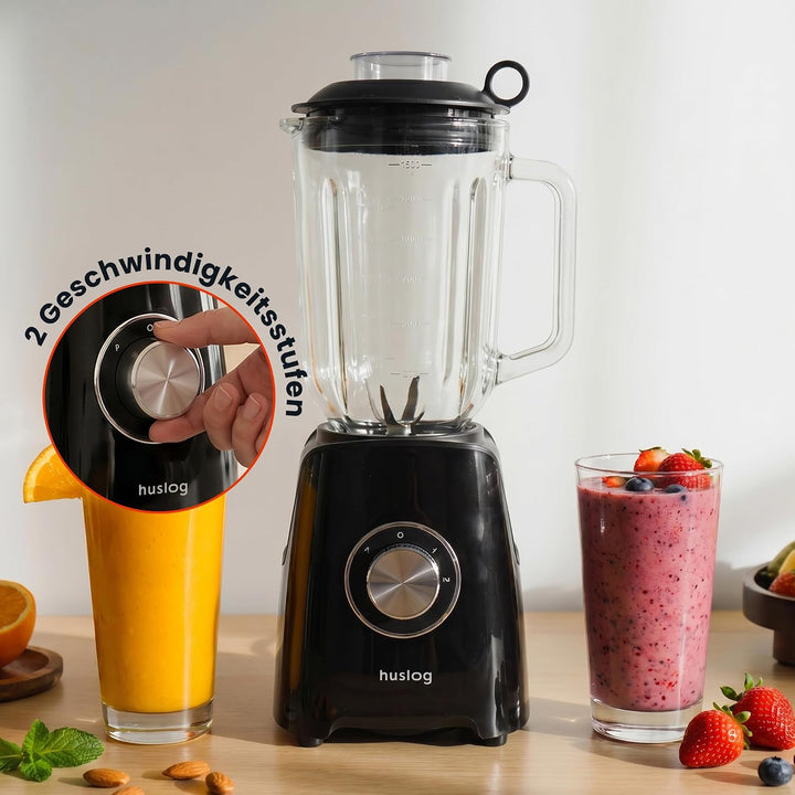 Standmixer Bechermixer, Smoothie, Smoothie-maker, Behälter, 1200W, Schwarz, Schwarz HUS1007