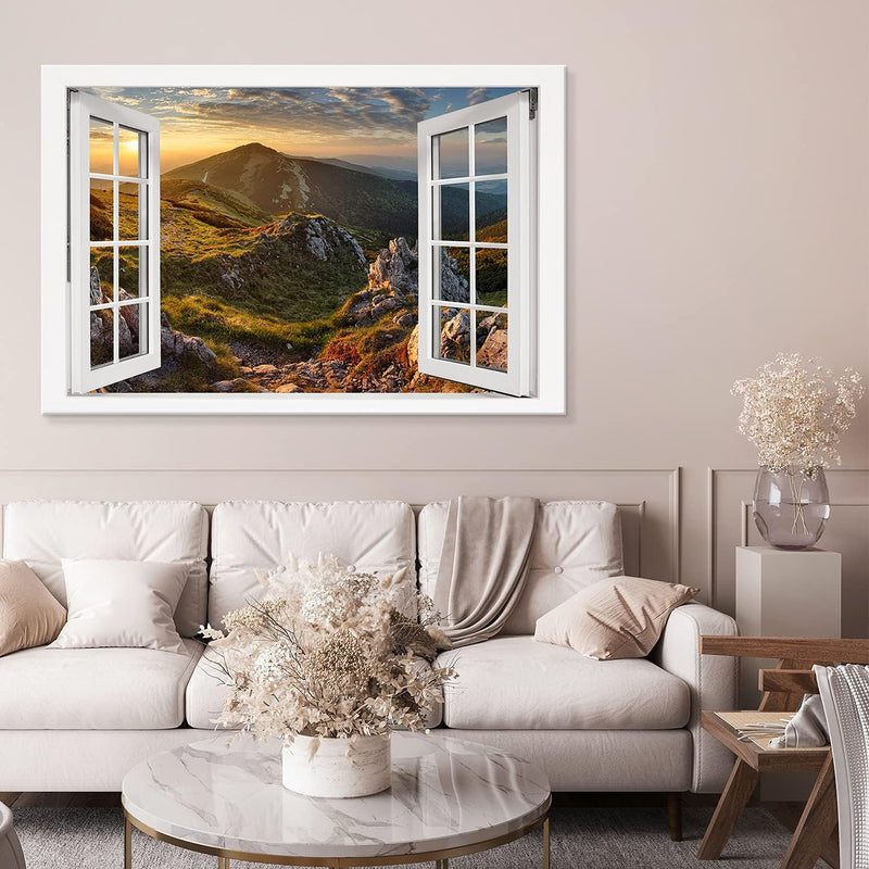 PICANOVA – Bild auf Leinwand Blick auf die Berge vom Gipfel Chleb Fenster 120x80cm Leinwandbild – Pr