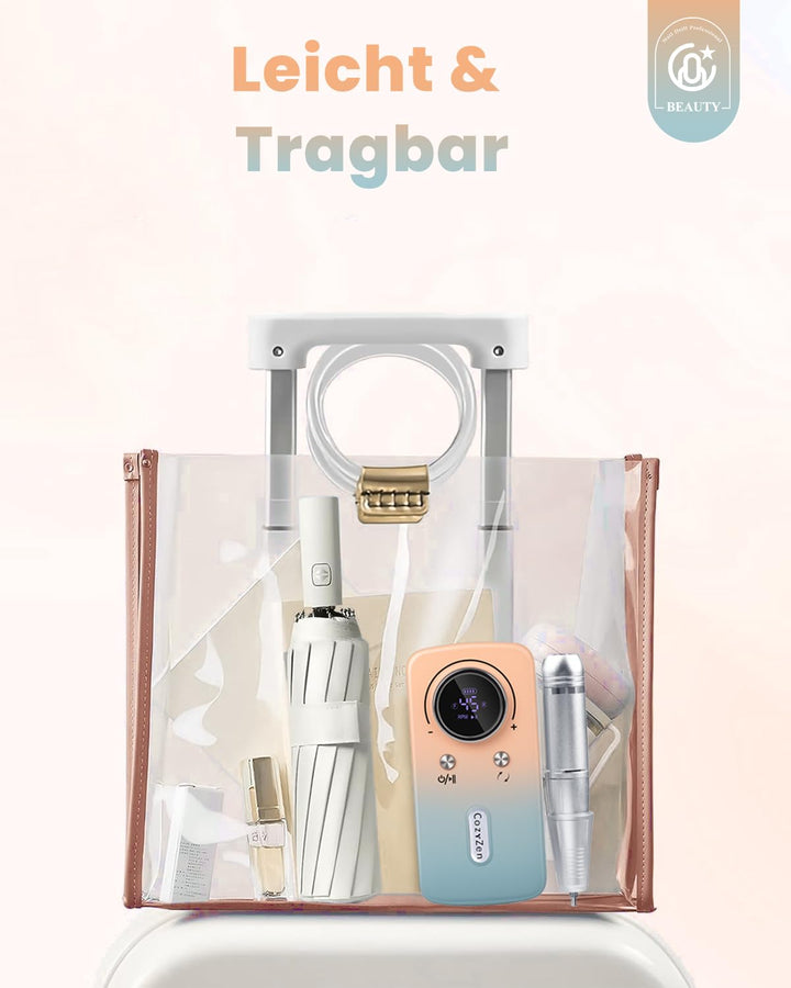 CozyZen Kabellose Nagelfeile Professionell: 45000 U/min Wiederaufladbare Elektrische Nagelfeile Set,