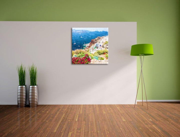 Pixxprint Griechische Küste als Leinwandbild/Grösse: 70x70 cm/Wandbild/Kunstdruck/fertig bespannt, 7