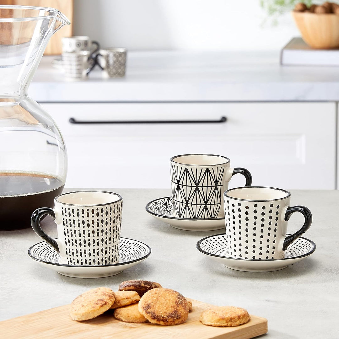 H&h set 6 tazze caff in stoneware vhera con piatto cc90 Modern, Modern