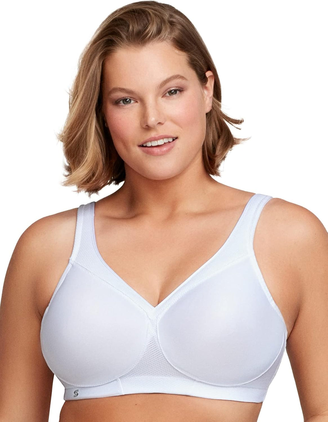 Glamorise Damen Vollschalen BH Full Figure MagicLift Seamless Wirefree Sports Bra #1006 90E Weiss, 9