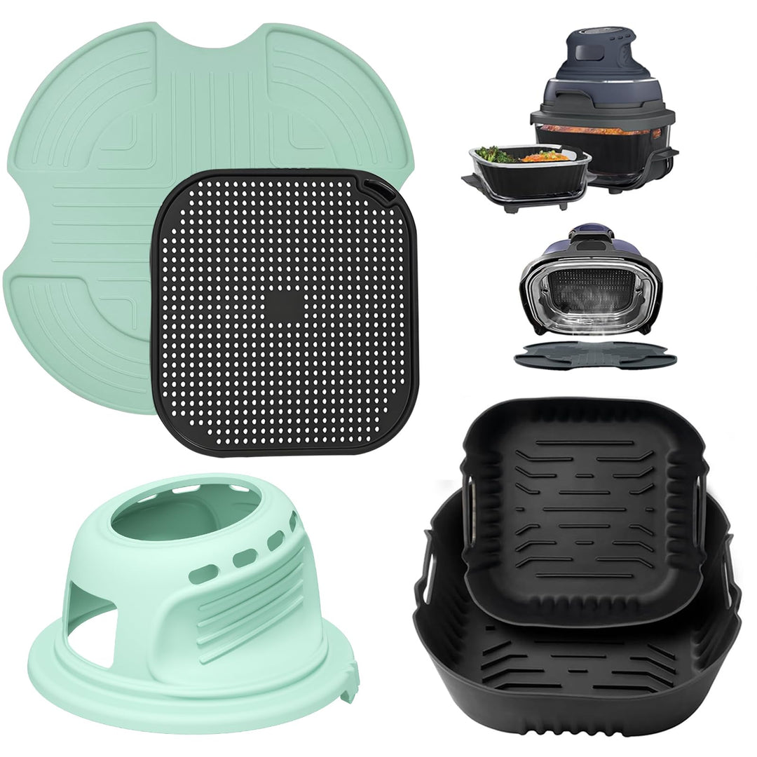 Airfryer Zubehör für Ninja CRISPi 2 Stück Silikonform+ Spritzschutz + Silikonmatten + Heissluftfritt
