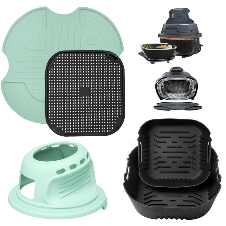 Airfryer Zubehör für Ninja CRISPi 2 Stück Silikonform+ Spritzschutz + Silikonmatten + Heissluftfritt