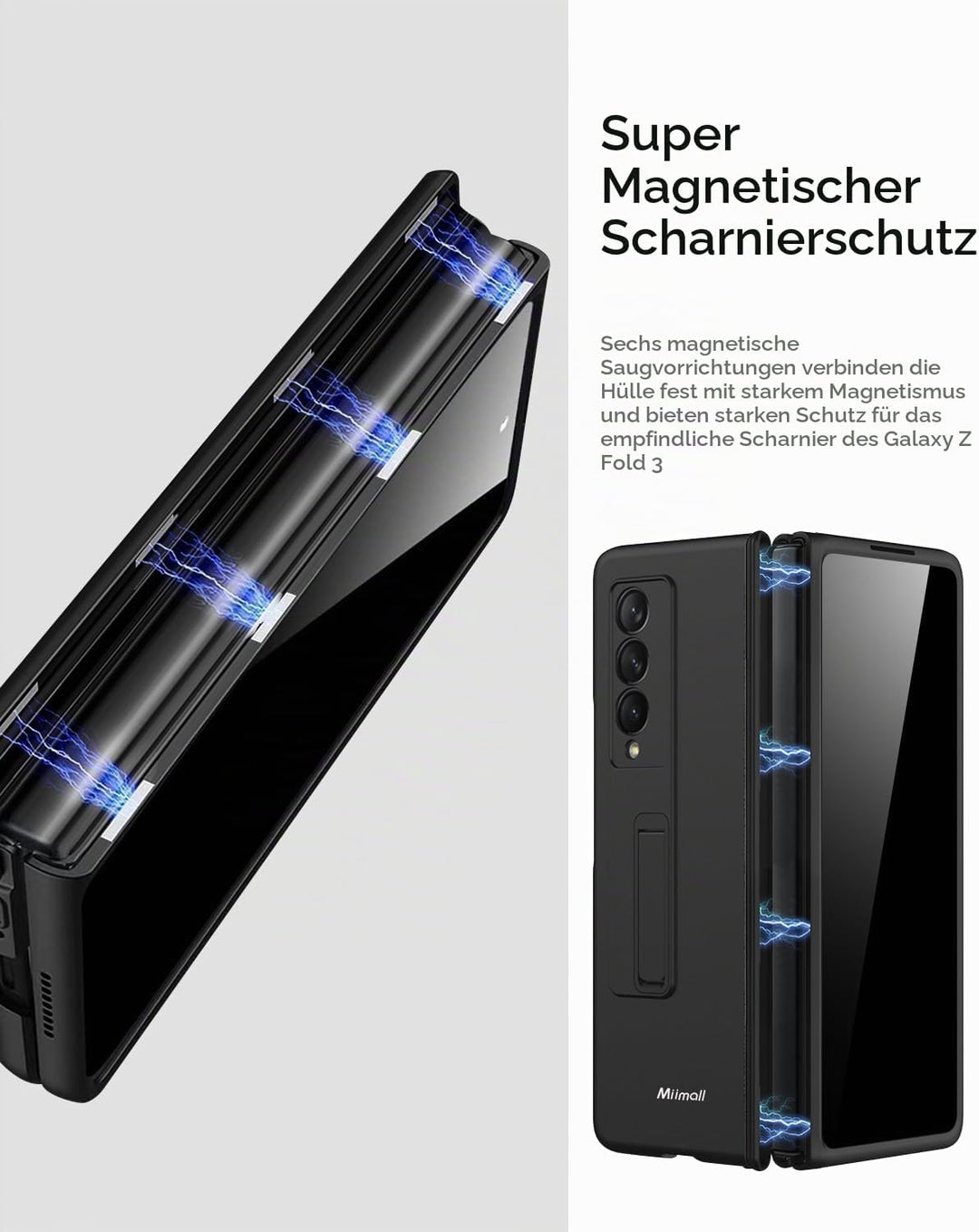 Miimall Kompatibel mit Samsung Galaxy Z Fold 3 Hülle mit Displayschutz Anti-Peeping+Magnetischer Sch