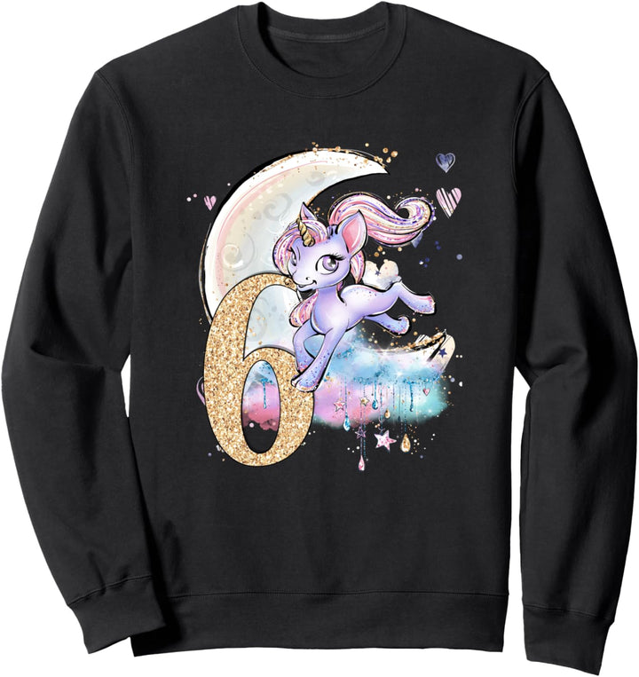 6. Geburtstag Einhorn Mädchen Mond Himmlische Kinder Sweatshirt