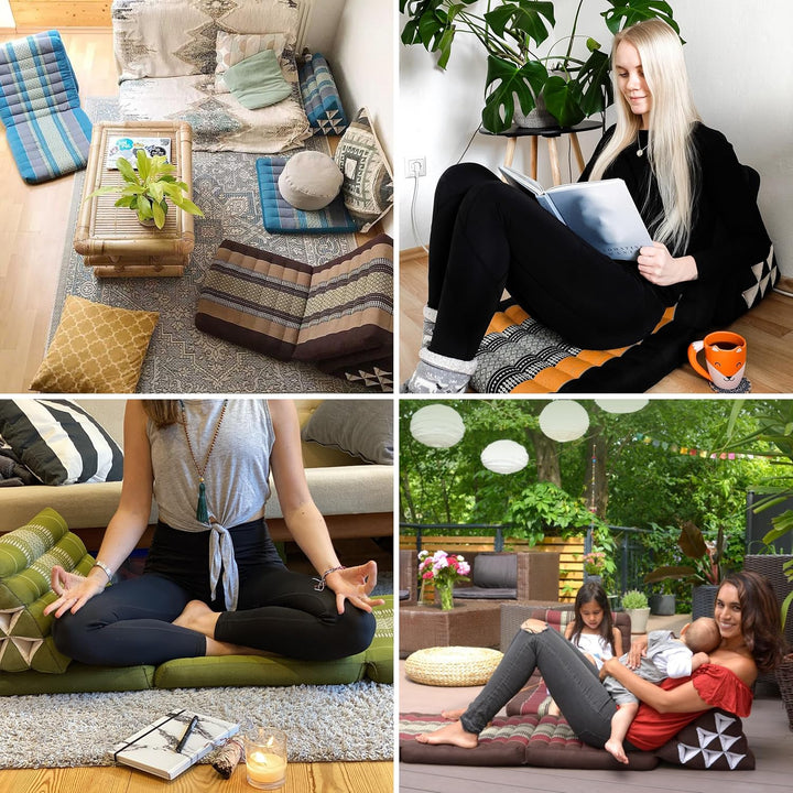 livasia Thaikissen mit 1 Auflage, Dreieckskissen mit Sitzkissen, Keilkissen mit Kapok, Rückenkissen