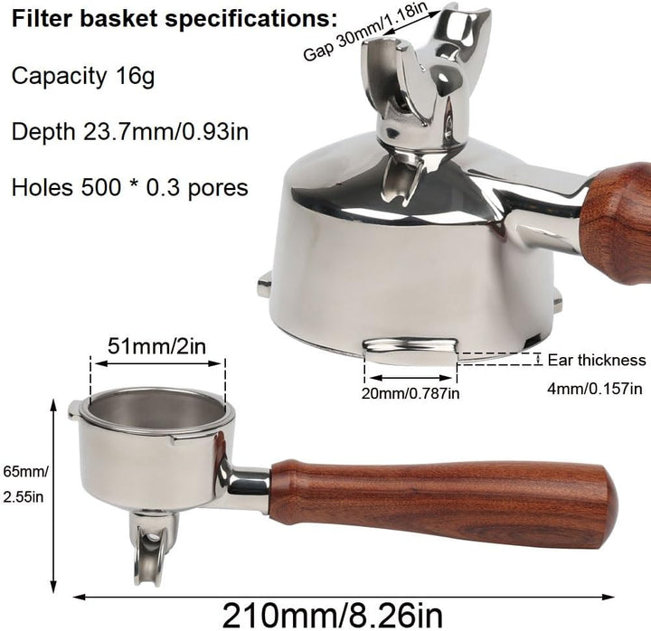 Siebträger 51mm für Cecotec Power Espresso 20/Casabrews CM5418 mit doppel Auslauf - Filterhalter aus