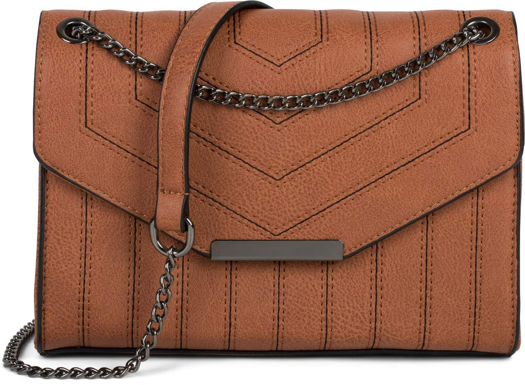 styleBREAKER Damen Umhängetasche mit Ziernähten und Kette, Schultertasche, Handtasche, Tasche 020123
