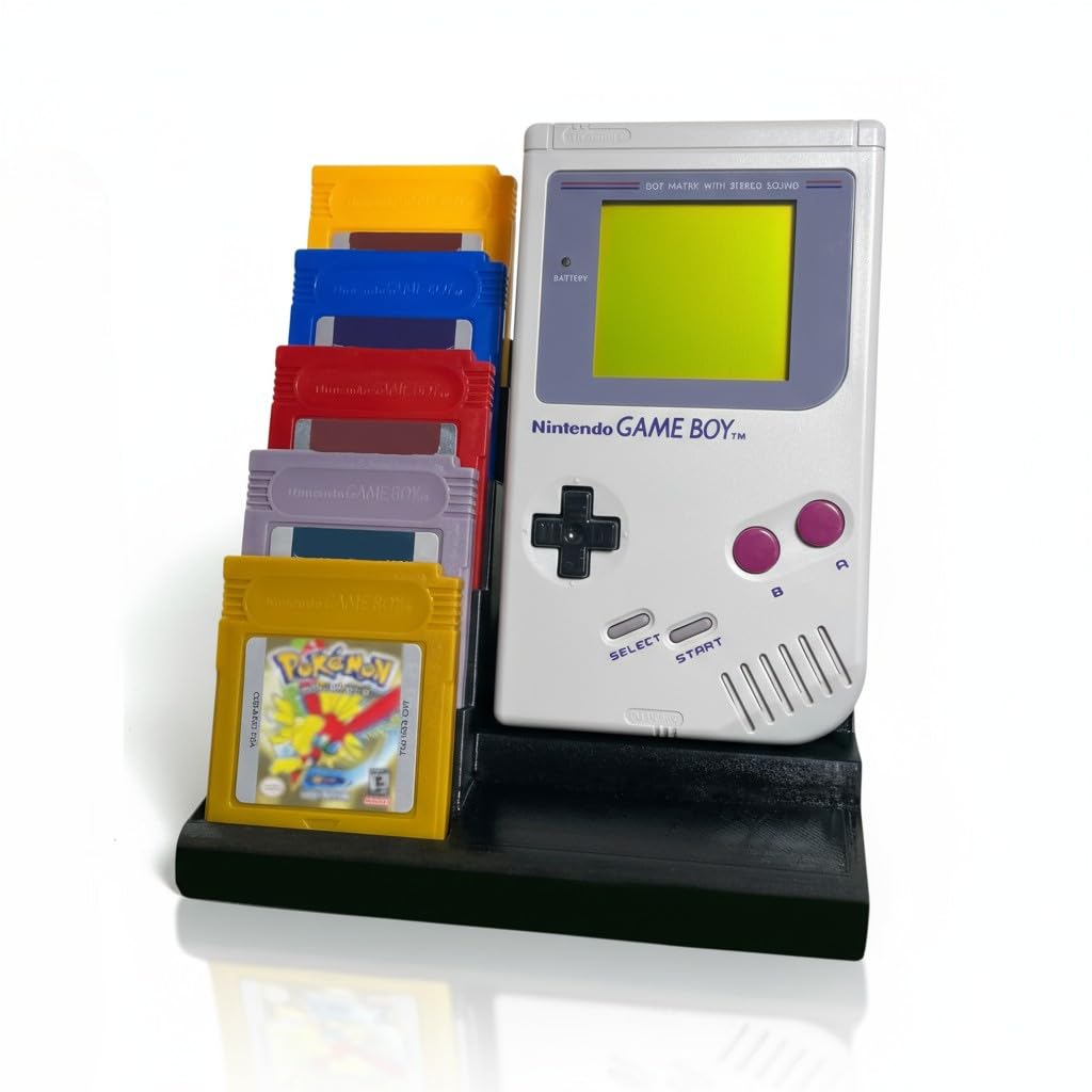 Nintendo Game Boy Display Stand and Storage Holder, Fits 5 Game Cartridges, Black