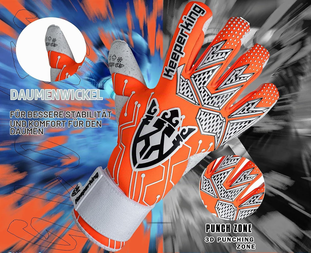 Keeperking Torwarthandschuhe für Erwachsene Fussballhandschuhe Herren Innennaht Profi Premier Grip 4