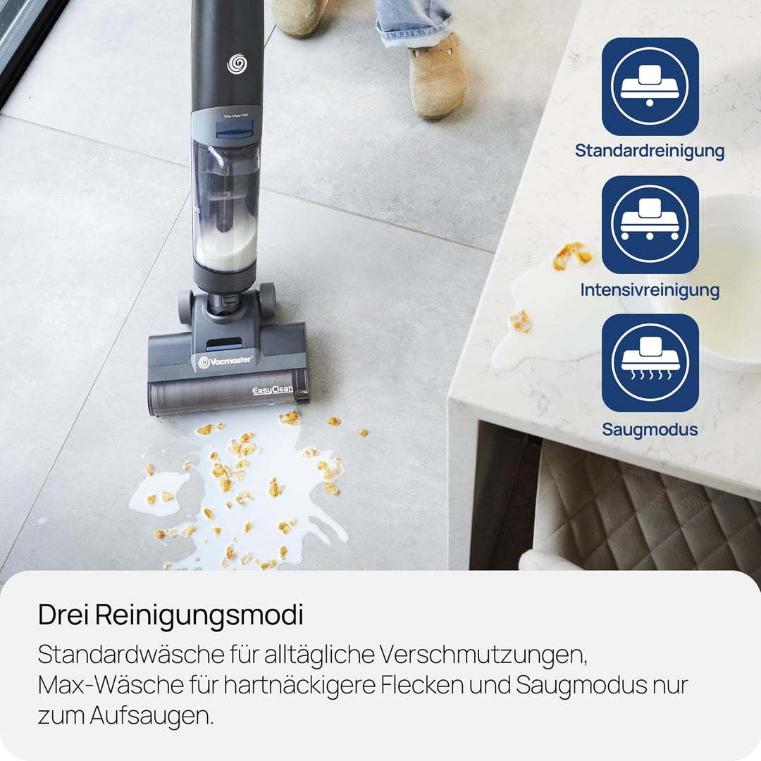 Vacmaster EasyClean HVA Hartbodenreiniger. Kabelloser All-in-One-Staubsauger und Wischmopp für Nass-