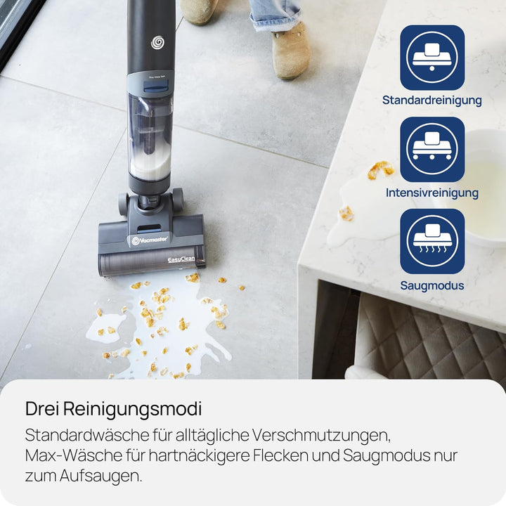 Vacmaster EasyClean HVA Hartbodenreiniger. Kabelloser All-in-One-Staubsauger und Wischmopp für Nass-