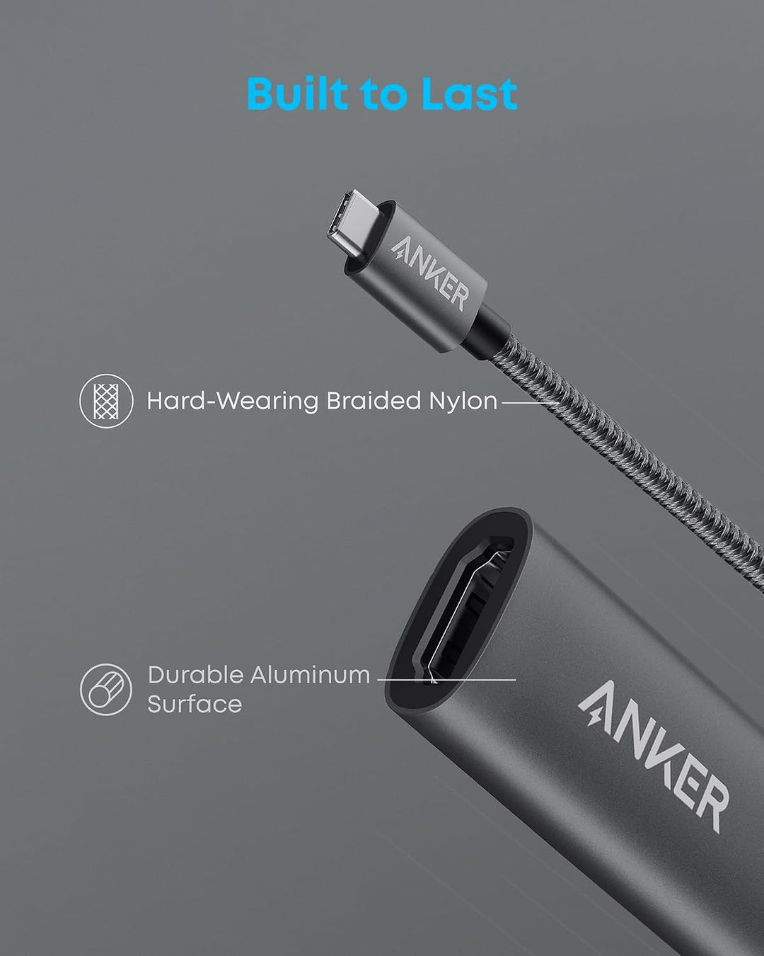 Anker PowerExpand+ USB-C auf HDMI Adapter aus Aluminium, kompakter, 4K 60Hz, für MacBook Pro, MacBoo