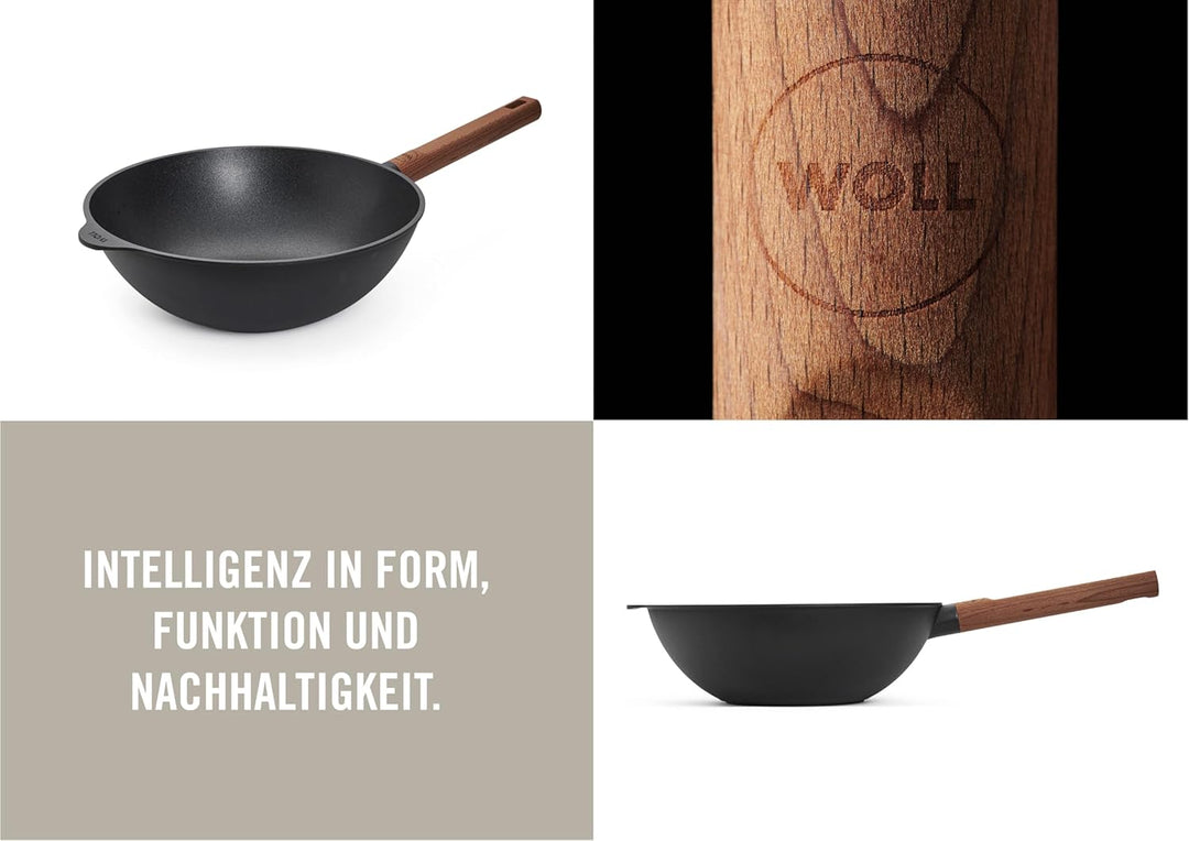 Woll Eco Logic QXR Wok- und Rührpfanne und Rührpfanne - Induktiv -, Ø 28 cm, 10 cm hoch, mit festem