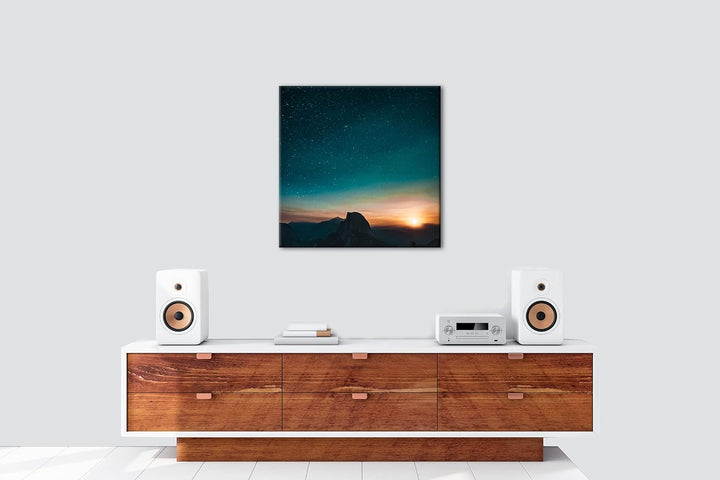atemberaubender Sternenhimmel bei Sonnenaufgang Format: 70x70 als Leinwandbild, Motiv fertig gerahmt