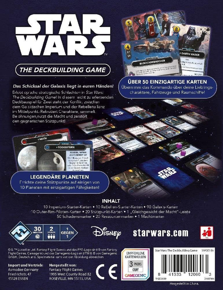 Fantasy Flight Games, Star Wars: The Deckbuilding Game, Kennerspiel, Kartenspiel, 2 Spieler, Ab 12+