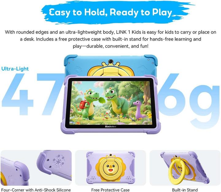 Blackview Link 1 Kids, Kinder-Tablet Android 16 AI, 12GB+64GB(2TB Extern), 3 x KI-Smart-Assistenz, 8
